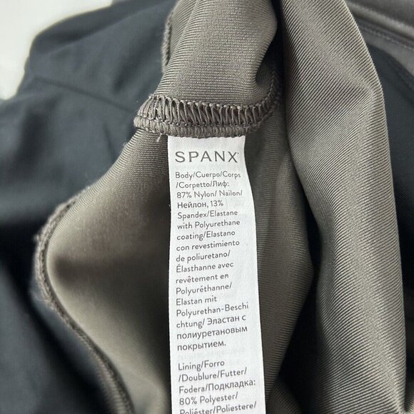 Spanx Faux Leather Leggings Womens Size Medium Pewter Gray Metallic High Rise - Picture 10 of 10